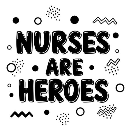 Bold, fun graphic design perfect for nursing appreciation advertising or social media.  Use for editorial or promotional stock.のイラスト素材