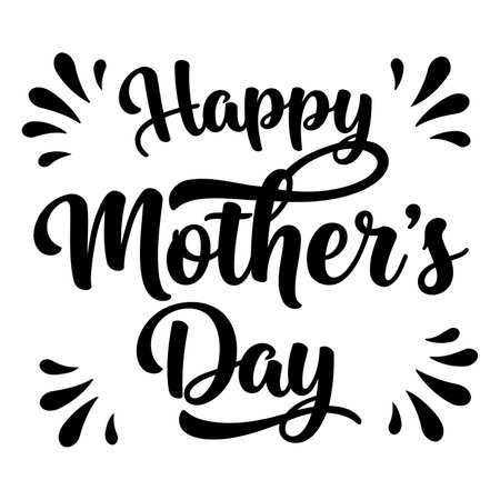 Black and white, stylized lettering graphic for Mother's Day. Ideal for marketing, social media, or print design.のイラスト素材