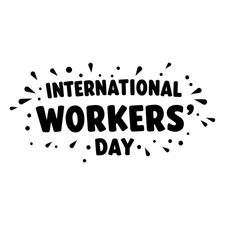 Bold, stylized graphic design for International Workers' Day. Suitable for social media posts, posters, or print materials for marketing or educational purposes.のイラスト素材