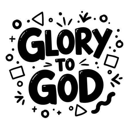 Bold, stylized graphic with "Glory to God" text, perfect for religious-themed marketing or educational materials.  Vibrant and eye-catching design.のイラスト素材