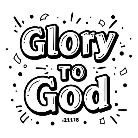 Bold, stylized lettering of "Glory to God" with a playful, graphic design.  Perfect for religious-themed advertising, posters, or editorial pieces.のイラスト素材