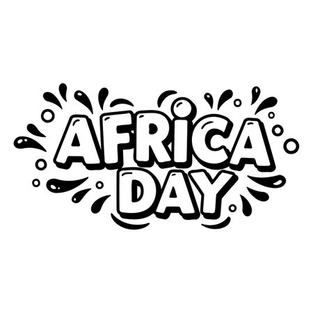 Bold, stylized graphic of "Africa Day" in a comic-book style, perfect for marketing campaigns or educational materials celebrating the continent.のイラスト素材