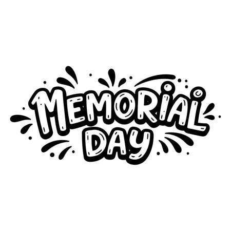 Hand-drawn, stylized lettering design perfect for Memorial Day marketing, social media graphics, or educational materials.  Use in advertising or editorial design.のイラスト素材