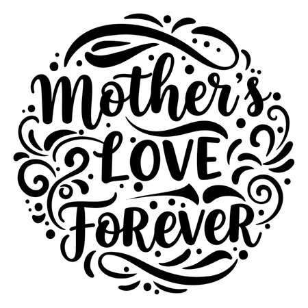 Circular Mother's Day graphic.  Hand-drawn script style with decorative swirls and dots. Ideal for advertising, greeting cards, or apparel.のイラスト素材