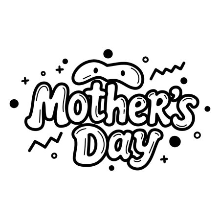 Black and white, stylized Mother's Day graphic.  Perfect for marketing or social media posts.のイラスト素材