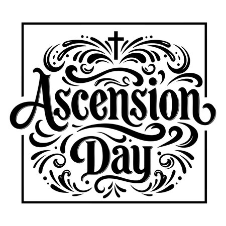Elegant, ornate typography design for Ascension Day.  Perfect for religious or spiritual stock use.のイラスト素材