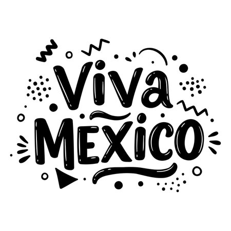 Bold, playful graphic design of "Viva Mexico" perfect for marketing materials, social media, or educational resources.  Stylish, trendy font with decorative elements.のイラスト素材