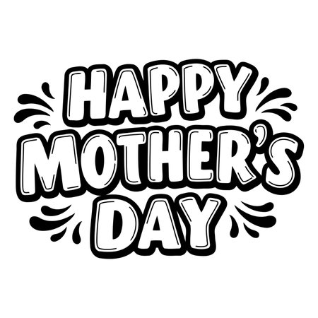 Bold, stylized lettering "Happy Mother's Day" with decorative flourishes.  Perfect for Mother's Day cards, social media, or promotional materials. Ideal for print or digital use.のイラスト素材