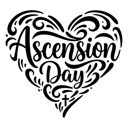 Decorative heart-shaped graphic with "Ascension Day" text.  Suitable for religious or spiritual marketing, social media posts, or educational materials.のイラスト素材