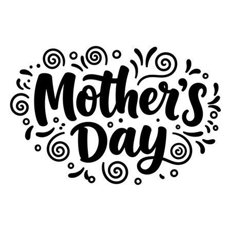 Elegant, hand-drawn Mother's Day lettering design, perfect for greeting cards, social media posts, or print marketing.のイラスト素材