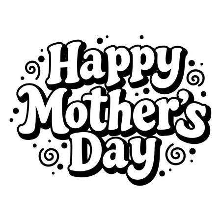 Bold, stylized Happy Mother's Day graphic. Ideal for Mother's Day marketing, social media posts, or print advertising.のイラスト素材