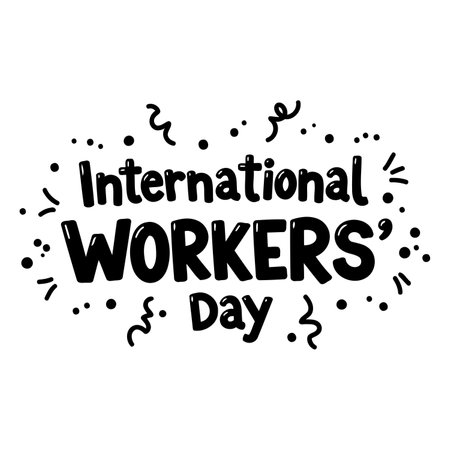 Bold, stylized graphic for International Workers' Day.  Suitable for social media posts, marketing materials, or educational posters.のイラスト素材