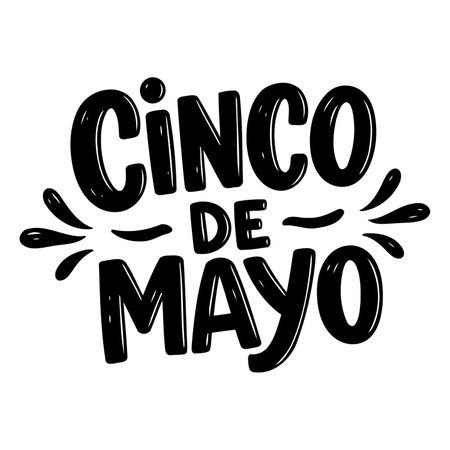 Stylish, bold Cinco de Mayo typography graphic perfect for marketing materials, social media posts, or posters.  Great for celebrations and events.のイラスト素材