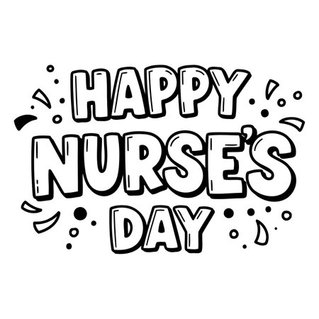 Bold, stylized graphic of "Happy Nurses Day" perfect for marketing, social media, or educational materials related to nurses.  Uses a playful font.のイラスト素材
