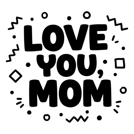 Bold, fun graphic design, perfect for Mother's Day cards, posters, apparel, or social media posts. Ideal for marketing, education, or celebrations.のイラスト素材