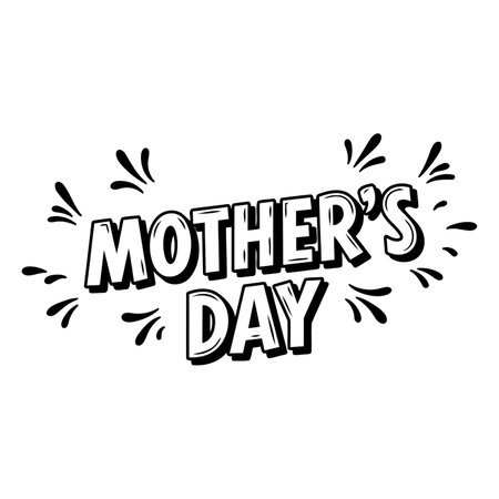 Bold, stylized Mother's Day text graphic, ideal for marketing or social media campaigns.  Suitable for advertising, posters, and digital media.のイラスト素材