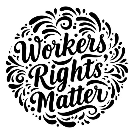 Black and white circular graphic with hand-drawn lettering, perfect for social media posts, posters, or educational materials. Suitable for editorial or advertising use.のイラスト素材