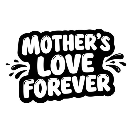Bold, stylized graphic perfect for Mother's Day marketing or social media posts.  Features a fun, cartoon-like font with a speech bubble effect; ideal for print or web use.のイラスト素材