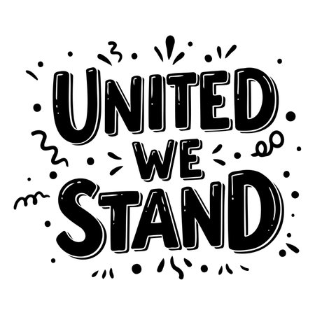 Bold, inspirational graphic perfect for social media posts, posters, or educational materials.  Use for unity and solidarity themes.のイラスト素材