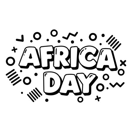 Bold, stylized graphic of "Africa Day" suitable for advertising, social media, or educational materials.  Use of playful, modern font and graphic elements.のイラスト素材