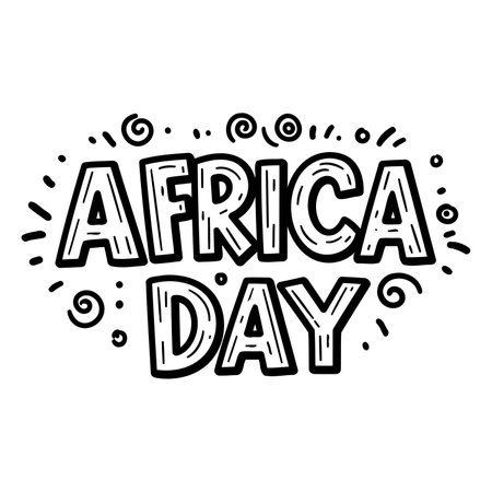 Stylish, bold typography graphic of "Africa Day" perfect for celebratory marketing or educational use.  Suitable for social media, print ads, and posters.のイラスト素材