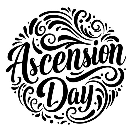 Stylish, decorative typography for Ascension Day. Ideal for religious, calendar, or educational use in advertising or editorial.のイラスト素材
