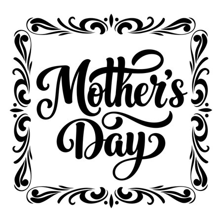 Ornate, elegant Mother's Day lettering, perfect for greeting cards, posters, or invitations.  Stylish, vintage style. Ideal for advertising, cards, and print media.のイラスト素材