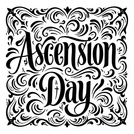 Ornate black and white typography design for religious or cultural events.  Suitable for print or digital media for marketing, announcements, or educational materials.のイラスト素材