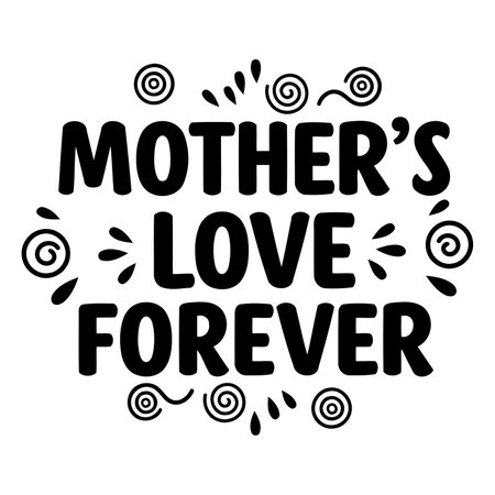 Black and white Mother's Day graphic design, ideal for print-on-demand products, apparel, and marketing materials.  Suitable for editorial or social media use.のイラスト素材