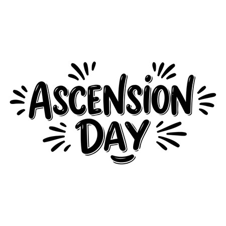 Bold, hand-drawn graphic of "Ascension Day" suitable for religious, cultural, or educational use in advertising and editorial projects.のイラスト素材