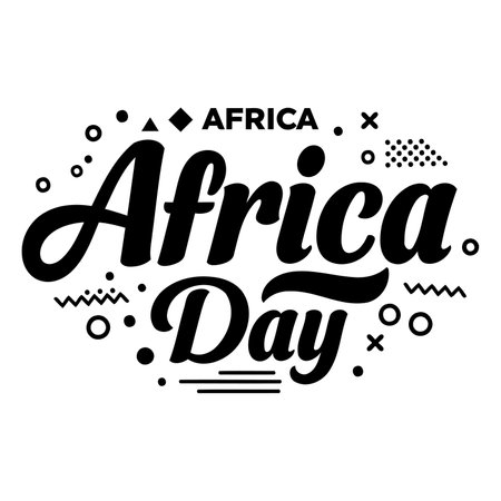 Bold, stylized graphic design of "Africa Day" with decorative elements, ideal for social media, marketing campaigns, or education materials about African heritage.のイラスト素材