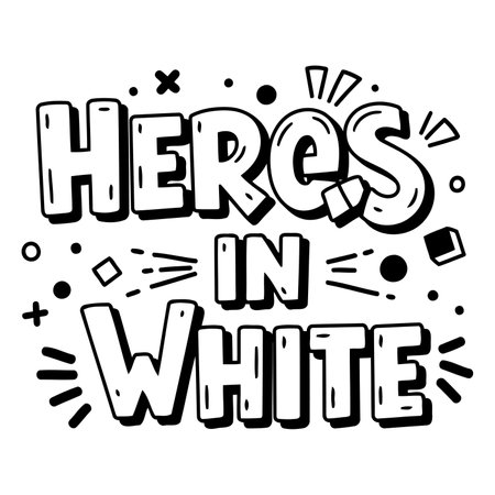 Black and white bold lettering with playful, graphic elements.  Excellent for social media or promotional materials.のイラスト素材