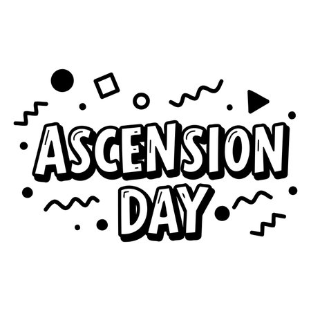 Bold, stylized graphic design featuring the phrase "Ascension Day."  Ideal for religious holidays, social media, or marketing materials.のイラスト素材