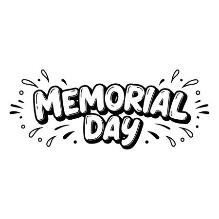 Bold, stylized text graphic for Memorial Day.  Suitable for advertising, social media posts, or editorial use.のイラスト素材