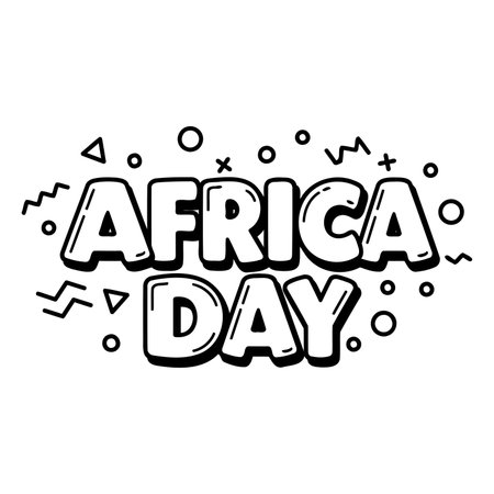 Bold, stylized graphic design perfect for social media advertising or educational materials related to Africa Day.  Use for promotional materials or to highlight the holiday.のイラスト素材