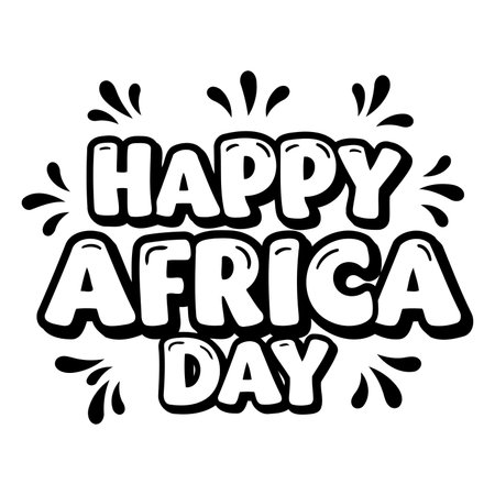 Bold, cartoon-style lettering celebrating Happy Africa Day.  Fun, playful design ideal for advertising, social media, or educational materials.のイラスト素材
