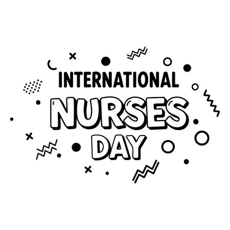 Bold, stylized graphic for International Nurses Day.  Suitable for advertising, social media, or educational materials.のイラスト素材