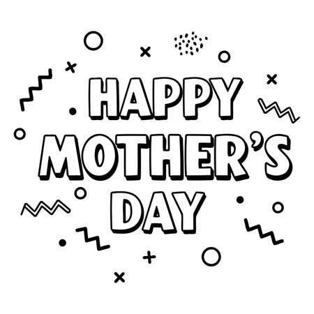 Bold, stylized Happy Mother's Day graphic suitable for marketing materials, social media posts, or print.  Modern, retro design.のイラスト素材