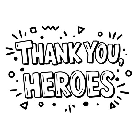 Bold, stylized typography expresses gratitude.  Hand-drawn comic-style graphic elements enhance the message. Ideal for social media, greeting cards, or inspirational posters.のイラスト素材