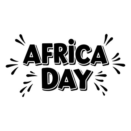 Bold, stylized text graphic for Africa Day, perfect for social media posts, marketing materials, or educational posters.  Use for celebrations and awareness campaigns.のイラスト素材