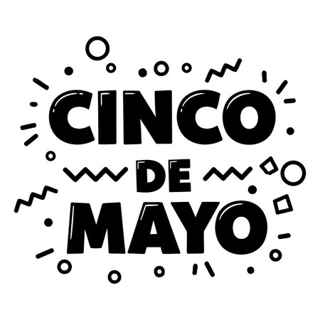 Modern, bold Cinco de Mayo typography graphic with playful, decorative elements. Ideal for marketing, social media, and print.のイラスト素材