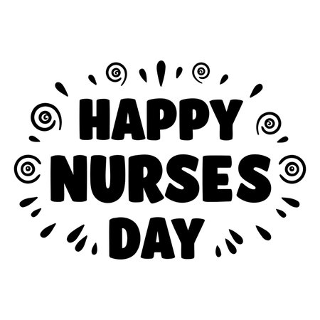 Bold, stylized graphic design perfect for Happy Nurses Day marketing or social media.  Use for posters, website banners, or print material.のイラスト素材