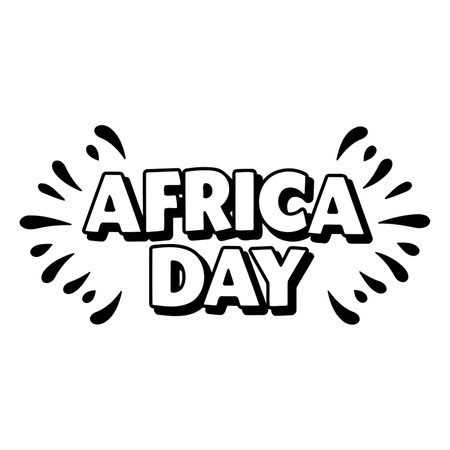 Striking, bold typography graphic of "Africa Day" with radiating design elements perfect for commemorative marketing materials or educational posters.のイラスト素材
