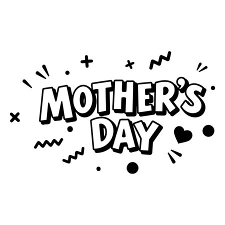 Bold, fun Mother's Day graphic design, perfect for social media posts, advertisements, or print materials.  Use for marketing or holiday themes.のイラスト素材