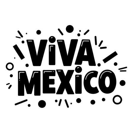 Bold, stylized graphic of "Viva Mexico" perfect for advertising, marketing, or social media posts related to Mexico.  Use for cultural celebrations, travel, or tourism.のイラスト素材