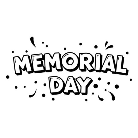 Black and white graphic with bold, stylized text.  Suitable for marketing materials, social media, or editorial use related to Memorial Day.のイラスト素材
