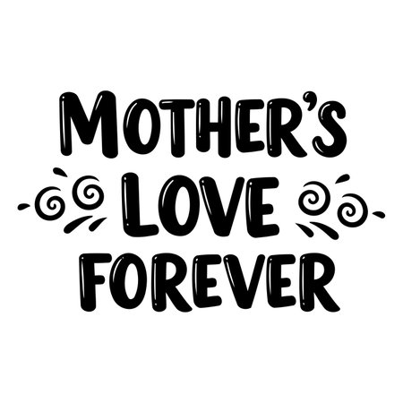 Black and white Mother's Day graphic design featuring bold, whimsical text.  Perfect for Mother's Day cards, apparel, or social media.のイラスト素材