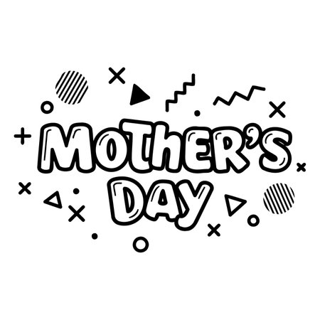 Bold, playful Mother's Day typography with a graphic, retro style.  Perfect for social media, cards, or promotional materials.のイラスト素材