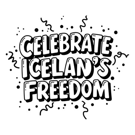 Celebrate Iceland's Freedom. Bold Typography Graphicのイラスト素材