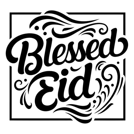 Blessed Eid Typography Graphic Designのイラスト素材
